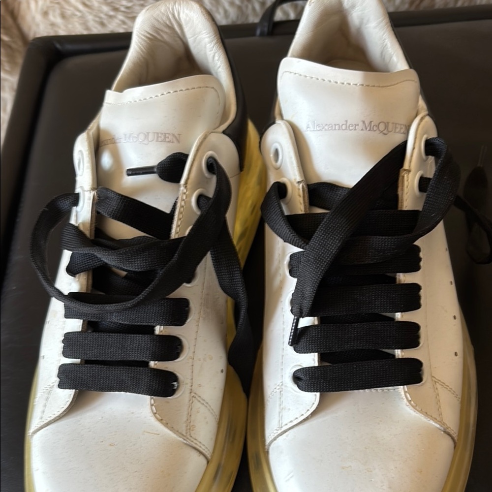 Alexander McQueen White Sneakers with Black Laces